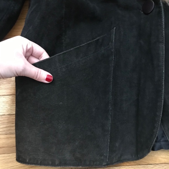 Vintage Black Suede Coat with Raccoon Fur Trim - Picture 3 of 16